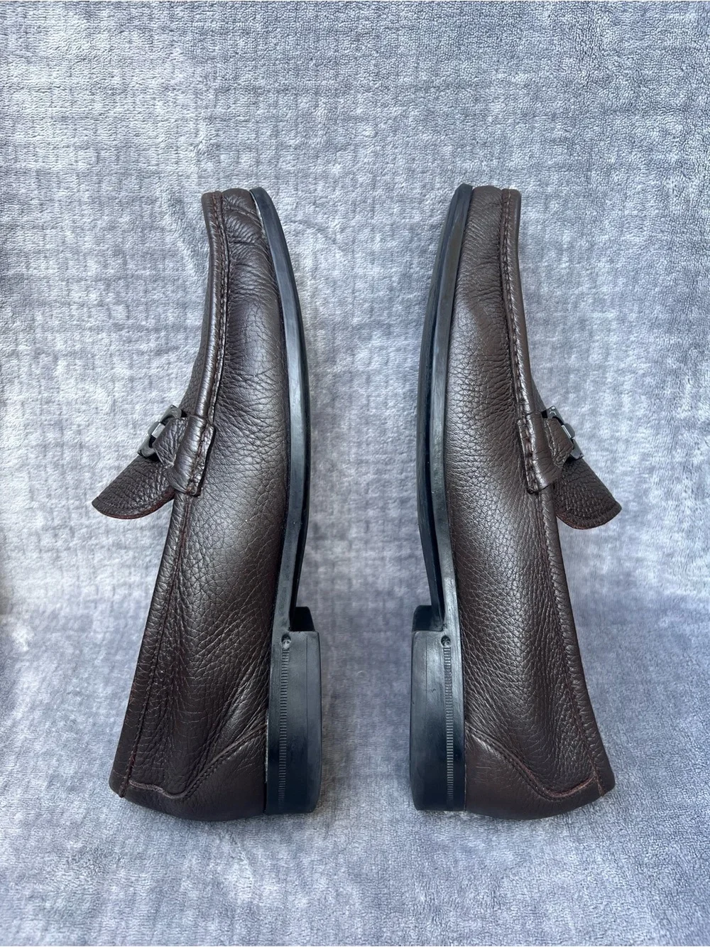 Ferragamo Loafers 9.5 Brown Gancini Silver Horse Bit Buckle Luxe Shoes Old Money